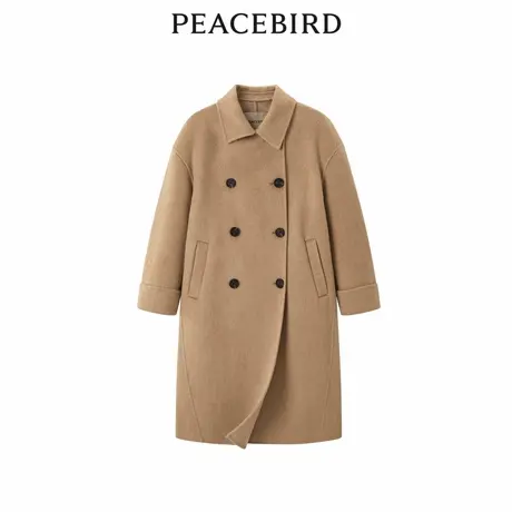 【来了就好】太平鸟冬双排扣阿尔巴卡羊驼毛双面呢大衣A1AAD44商品大图