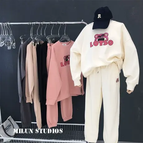 2022秋装新款卫衣休闲裤两件套装女韩版时尚运动宽松上衣裤子大码图片