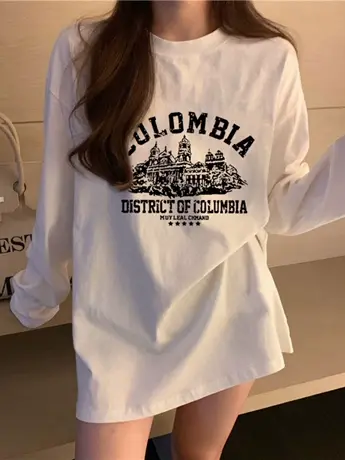 白色仿棉长袖t恤上衣2023早秋新款欧货女装冬季加绒内搭打底衫女商品大图