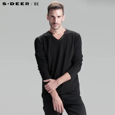 sdeerhe圣迪奥男装冬简约韩版长袖T恤H13470226图片
