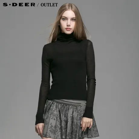 【新品】sdeer圣迪奥专柜正品女装金线高领薄款针织衫4383503图片