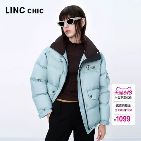 LINC金羽杰羽绒服女款2024新款造型感短款面包羽绒服女Y24801123商品大图