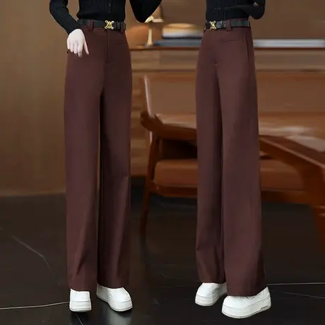 天丝棉直筒阔腿裤女2025夏季新款高腰显瘦宽松百搭窄版休闲裤子商品大图