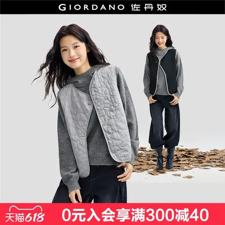 佐丹奴千金风外套女夹棉保暖双面穿背心不对称门襟马甲女18374811商品大图