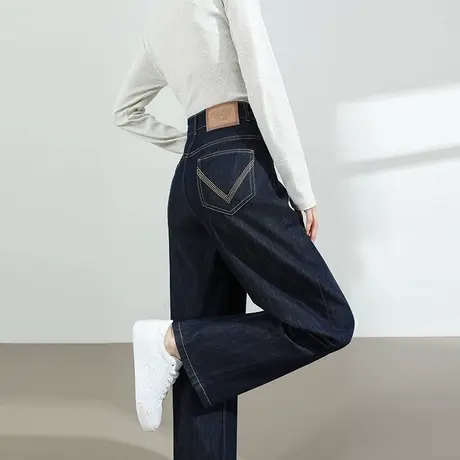 莱赛尔天丝棉阔腿牛仔裤女夏季薄款高腰宽松显瘦垂感蓝色直筒裤子商品大图