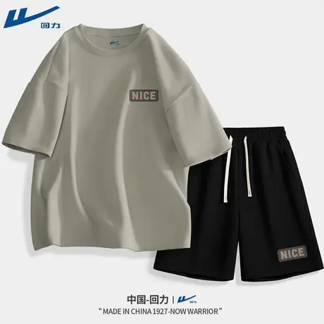 回力男士套装2025新款夏季男生短袖t恤短裤高级感潮男穿搭一整套D图片