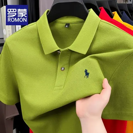 罗蒙夏季纯棉短袖polo衫中青年男士翻领t恤商务休闲上衣薄款半袖图片