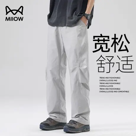 猫人运动休闲裤男夏季薄款透气宽松九分直筒裤男士夏天潮流长裤子商品大图