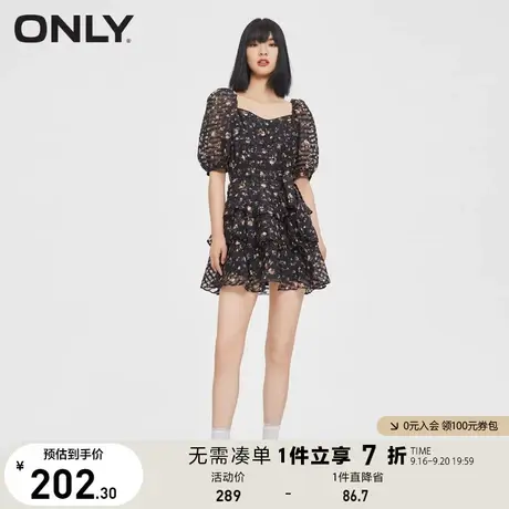 ONLY奥莱夏季碎花小清新甜美收腰短袖短款连衣裙女图片