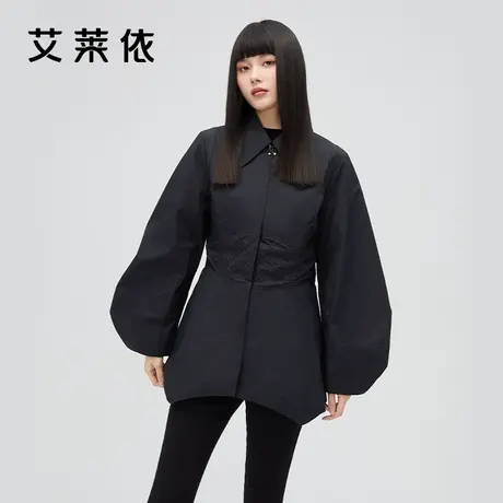 艾莱依冬季新款羽绒服女时尚设计感短款鸭绒轻薄黑色洋气鸭绒外套商品大图