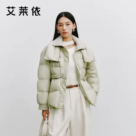 艾莱依爆款羽绒服女款冬季新款双层领设计感短款收腰鸭绒百搭外套商品大图