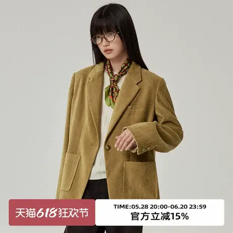 omont蛋挞家 复古高级感拼接设计西装外套春季中古感宽松休闲西服商品大图