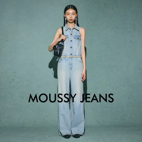【呼呼专享】MOUSSY 复古港风做旧无袖连体裤牛仔裤010HA711-1681商品大图