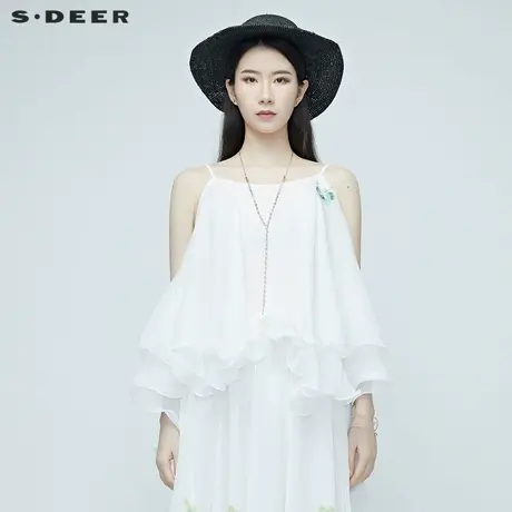 sdeer圣迪奥吊带背心不规则女内搭无袖无袖上衣女夏S20281507图片