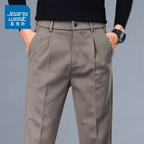 KZH真维斯松紧腰毛呢休闲长裤男士商务西裤男裤子夏季2025年新款商品大图