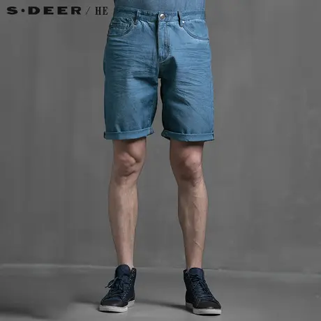 sdeerhe圣迪奥男装基础款舒适时尚个性休闲做旧牛仔中裤H15270712图片