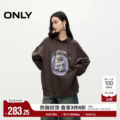 ONLY奥莱夏季休闲百搭美式复古长袖宽松连帽卫衣女商品大图