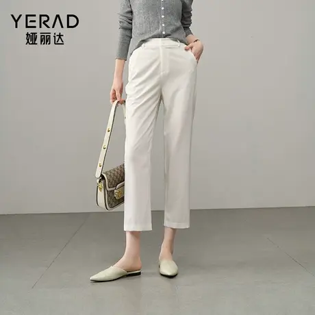 娅丽达小白裤通勤直筒裤女夏休闲裤子2025新款西装裤黑色八分西裤商品大图