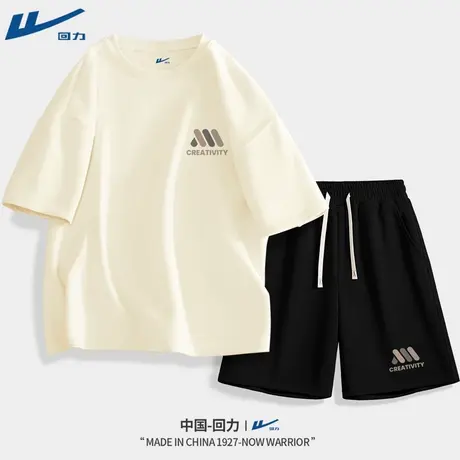 回力运动套装男夏季纯棉薄透气男生短袖运动短裤男士穿搭一整套D商品大图