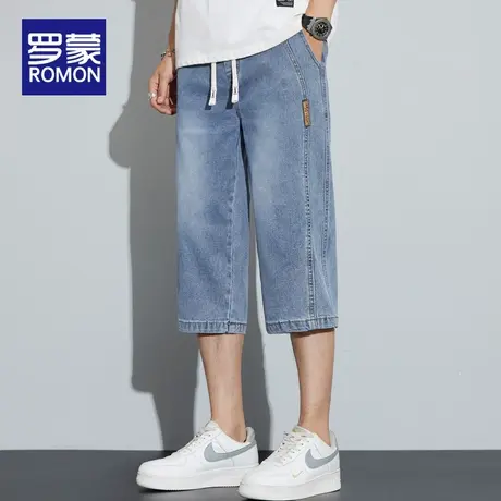 罗蒙牛仔短裤男士舒适7分裤2025年夏季薄款潮流直筒裤七分裤子男图片