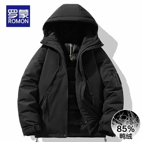 罗蒙男士加厚保暖连帽鸭绒羽绒服男2025新款冬季潮牌休闲外套男款商品大图