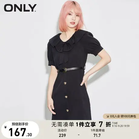 ONLY奥莱夏季显瘦荷叶领蝴蝶结收腰显瘦连衣裙女图片