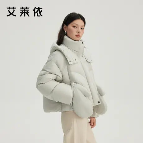 艾莱依短款羽绒服新款可脱卸手套连帽设计感时尚鸭绒保暖简约外套图片