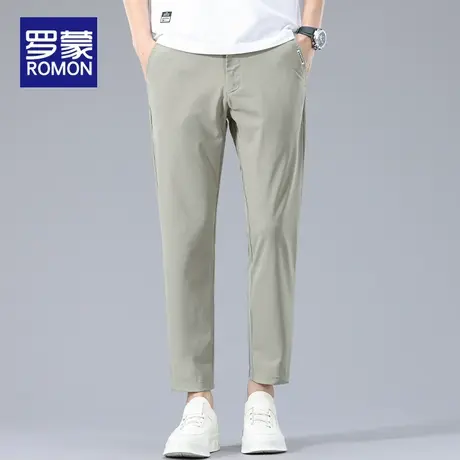 罗蒙休闲裤男款夏季2025新款简约男裤弹力百搭直筒修身男士九分裤图片