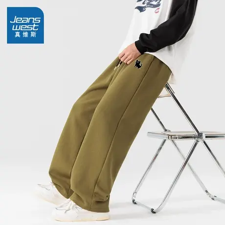 JR真维斯男装印花抽绳阔腿裤 2025秋季新品 男士宽松休闲长裤子图片