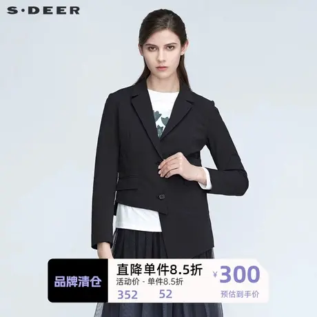 sdeer圣迪奥女装不规则西装网纱女士独特短外套小个子S21181815图片