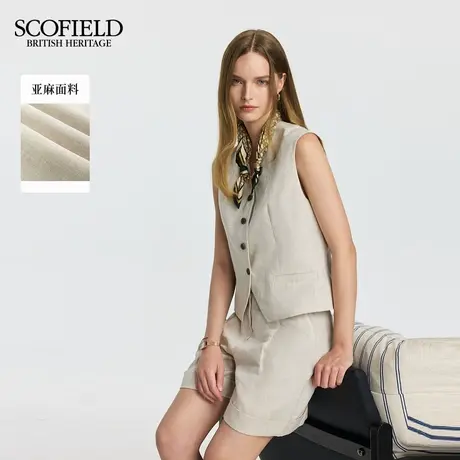 【法国亚麻】Scofield女淡人老钱风V领背心马甲印花内衬25秋新品商品大图