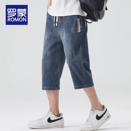 罗蒙夏季薄款男士七分牛仔短裤子2025新款外穿八分大裤衩夏天中裤商品大图