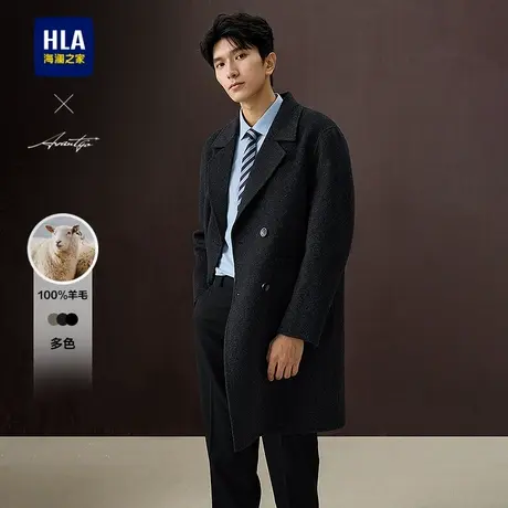 HLA/海澜之家轻商务时尚系列全羊毛大衣25秋冬新款保暖绅士外套男图片