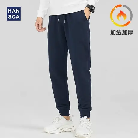 汉斯卡春秋款小脚休闲卫裤男抽绳宽松运动裤春季大码束脚长裤子男商品大图