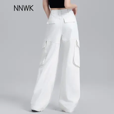 白色阔腿工装牛仔裤女2025新款春季宽松显瘦直筒裤子百搭休闲长裤商品大图