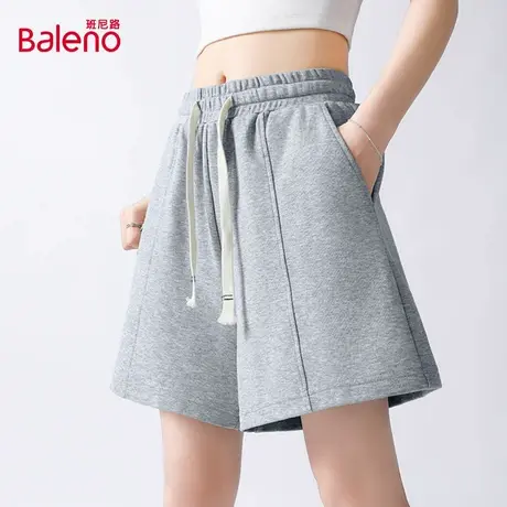 班尼路麻灰250g珠地短裤女2025年夏季新款亲肤休闲运动五分裤女Q商品大图