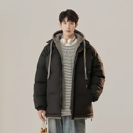 假两件休闲棉衣男女装冬季潮牌加厚保暖港风外套宽松百搭上衣棉袄图片