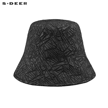 sdeer圣迪奥女装22春装新款时尚休闲印花黑色渔夫帽S22183604图片
