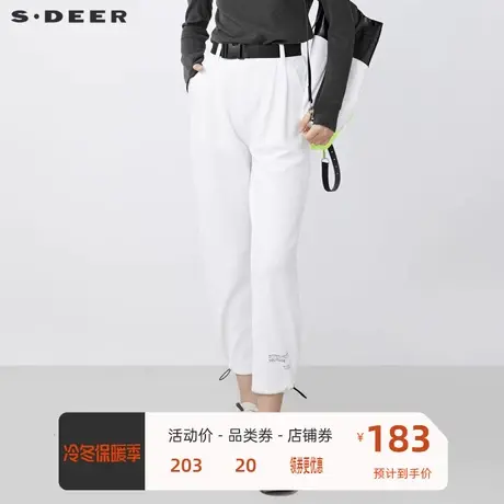 sdeer圣迪奥女装时尚腰带松紧拼接字母直筒长裤S21460818图片