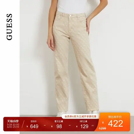 GUESS女士满花花纹时尚直筒休闲裤-W4RA22WFXBA商品大图