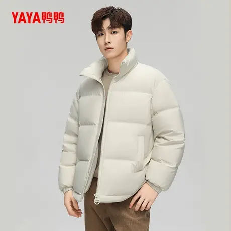 明星同款鸭鸭羽绒服男2024冬季反季短款加厚情侣面包服外套商品大图