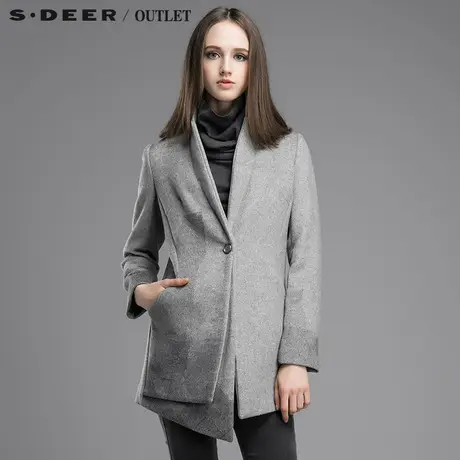 s.🌎deer【🌏新品】🌐圣迪奥专柜正品女素描绘意图案毛呢大衣商品大图