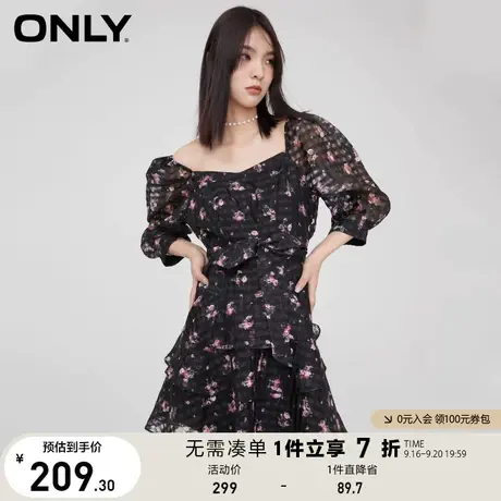 ONLY奥莱夏季灯笼袖碎花连衣裙女商品大图