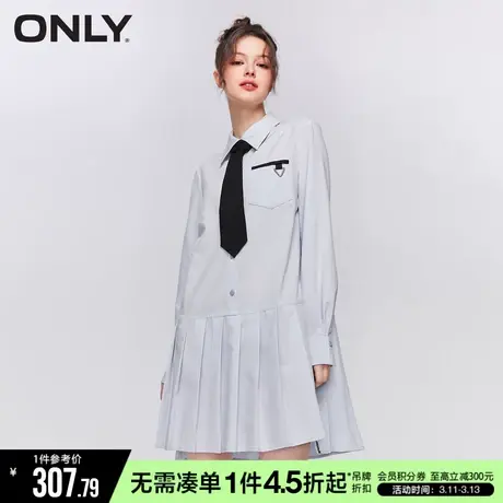 ONLY冬季气质学院风少女百褶裙衬衫连衣裙女|123107088图片