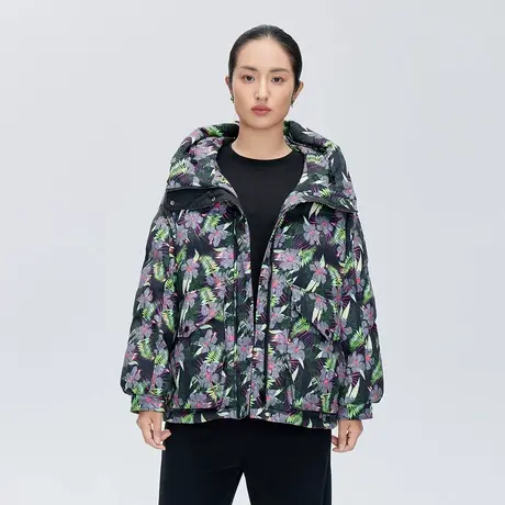 艾莱依冬季连帽保暖羽绒服时尚百搭休闲户外厚款防风外套女士4151图片