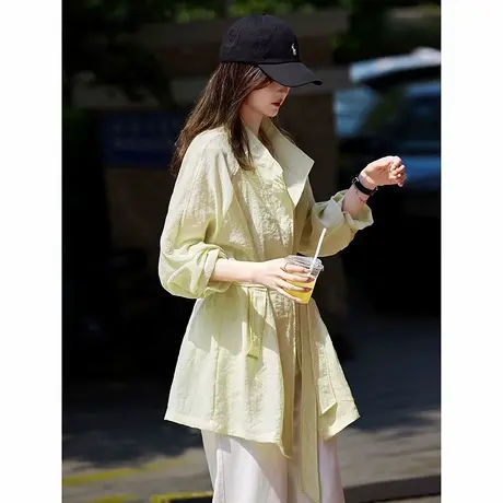 时尚气质休闲夏季长款防晒外套女士简约百搭商品大图