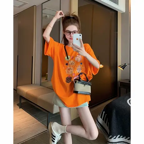 欧货纯棉短袖t恤女2025新款夏季港味复古宽松休闲小个子半袖上衣图片