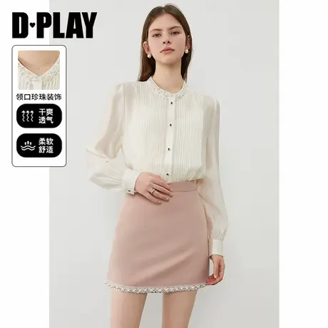DPLAY2025年春季新款法式白色衬衫女洋气流行雪纺衬衣上衣长袖商品大图