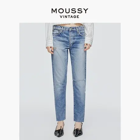 MOUSSY VINTAGE 2025夏季新品低腰破洞直筒牛仔裤女540GSC11-1040商品大图