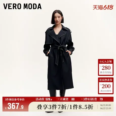 Vero Moda奥莱风衣外套女秋冬新款腰带收腰翻领通勤时尚大衣上衣商品大图